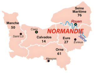 Quels sont les départements de la région Normandie ?