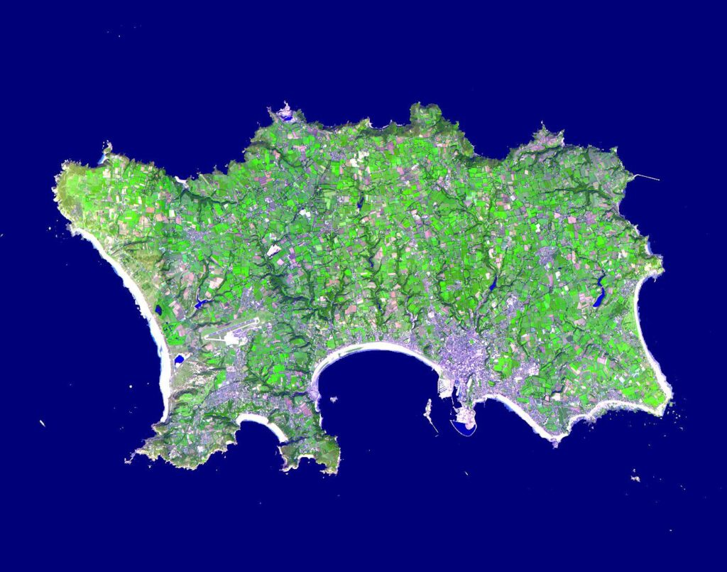 Image satellite de l'île de Jersey