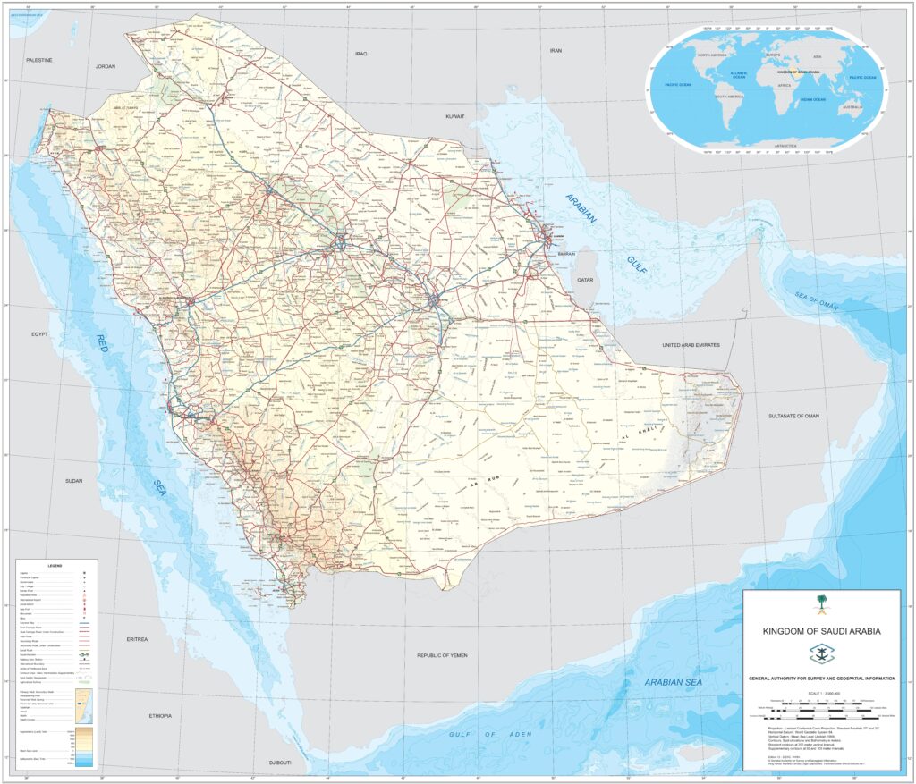 Carte d'Arabie saoudite.