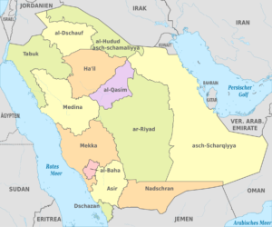 Carte d'Arabie saoudite