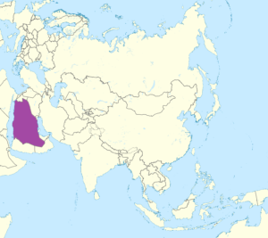 Carte de localisation de l'Arabie saoudite en Asie.