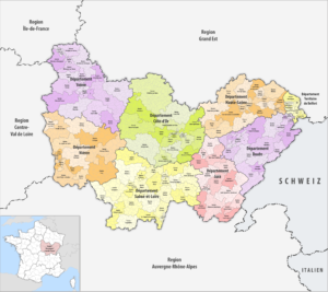 Carte des cantons de Bourgogne-Franche-Comté