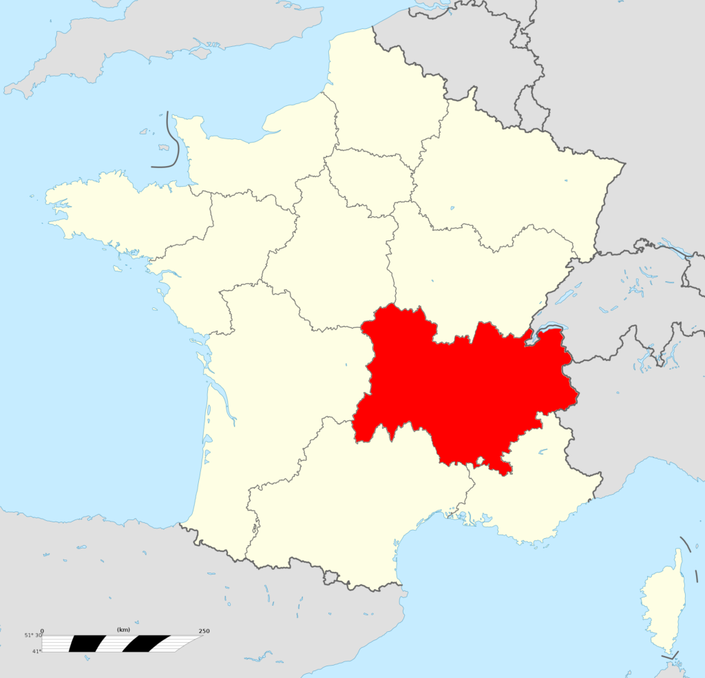 Carte de localisation d'Auvergne-Rhône-Alpes.