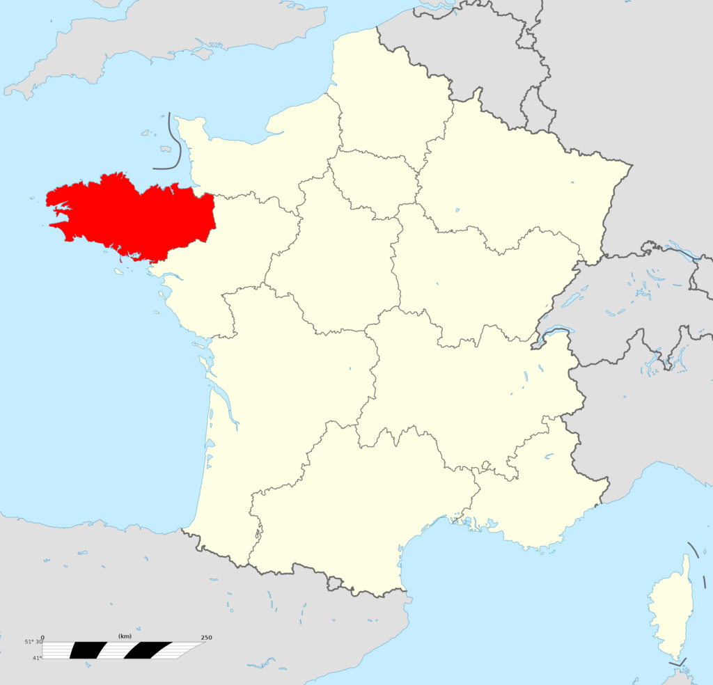 Carte de localisation de la Bretagne.