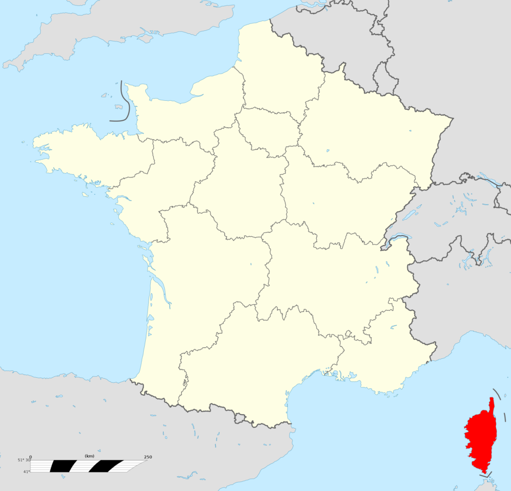 Carte de localisation de la Corse.