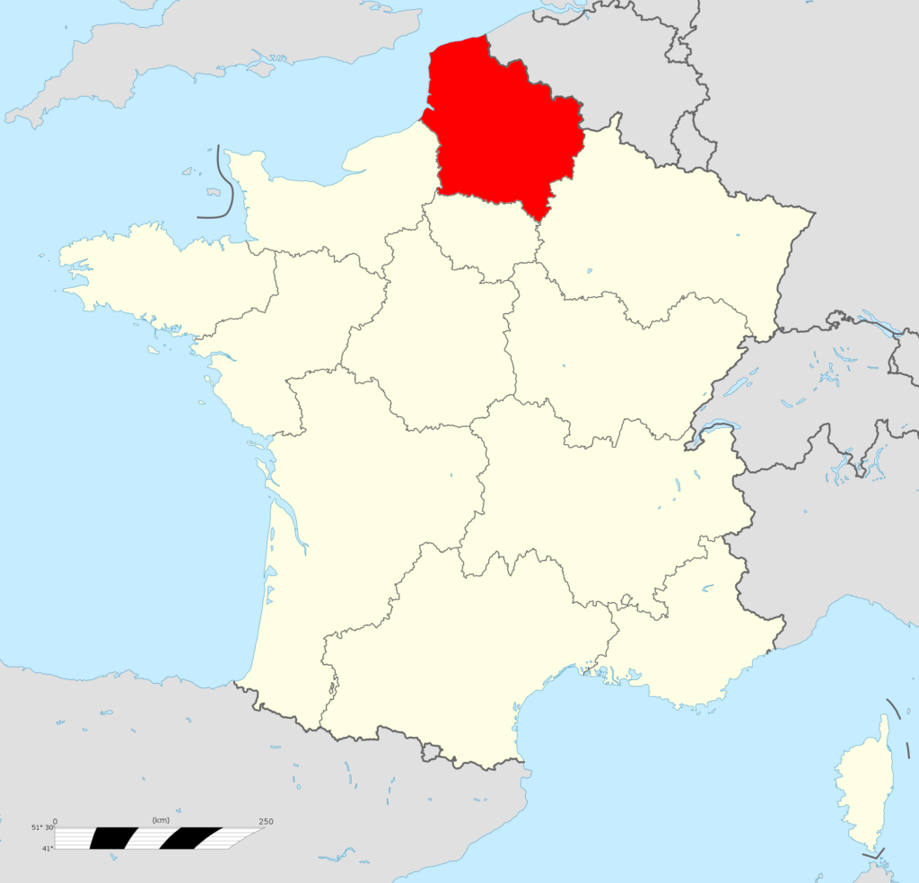 Carte de localisation des Hauts-de-France.