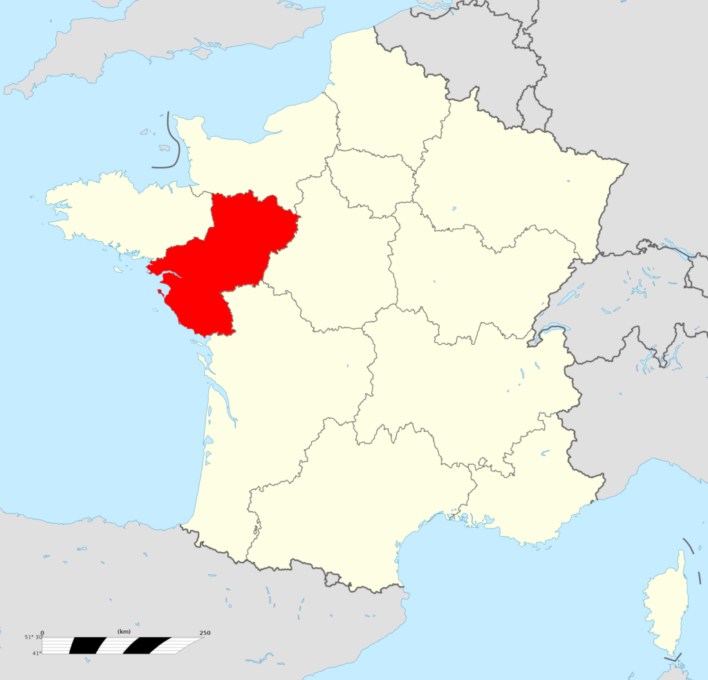 Carte de localisation des Pays de la Loire.