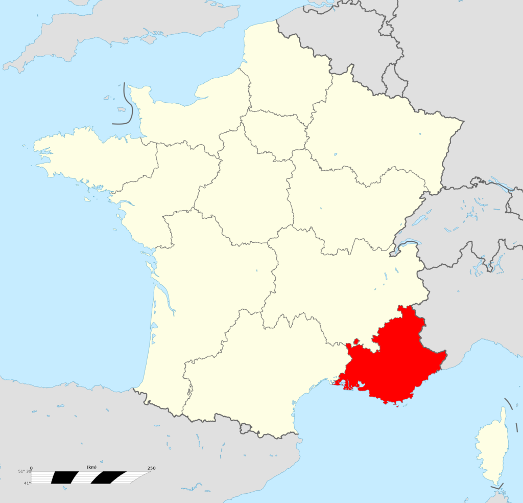 Carte de localisation de Provence-Alpes-Côte d'Azur.