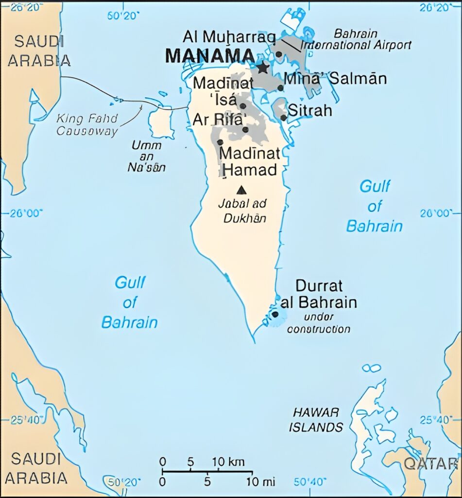 Carte des principales villes de Bahreïn