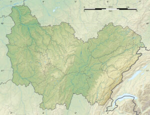 Carte physique vierge de Bourgogne-Franche-Comté.