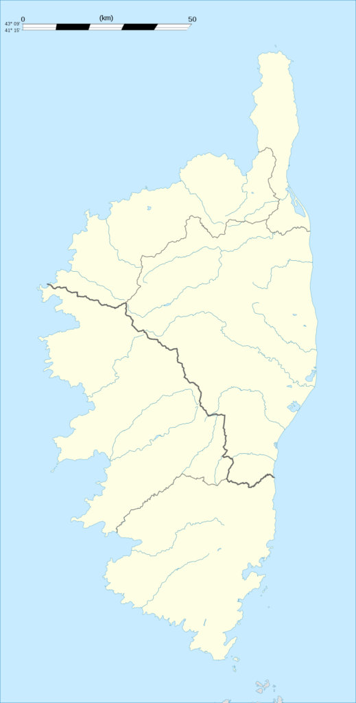 Carte muette des départements et arrondissements de la Corse.