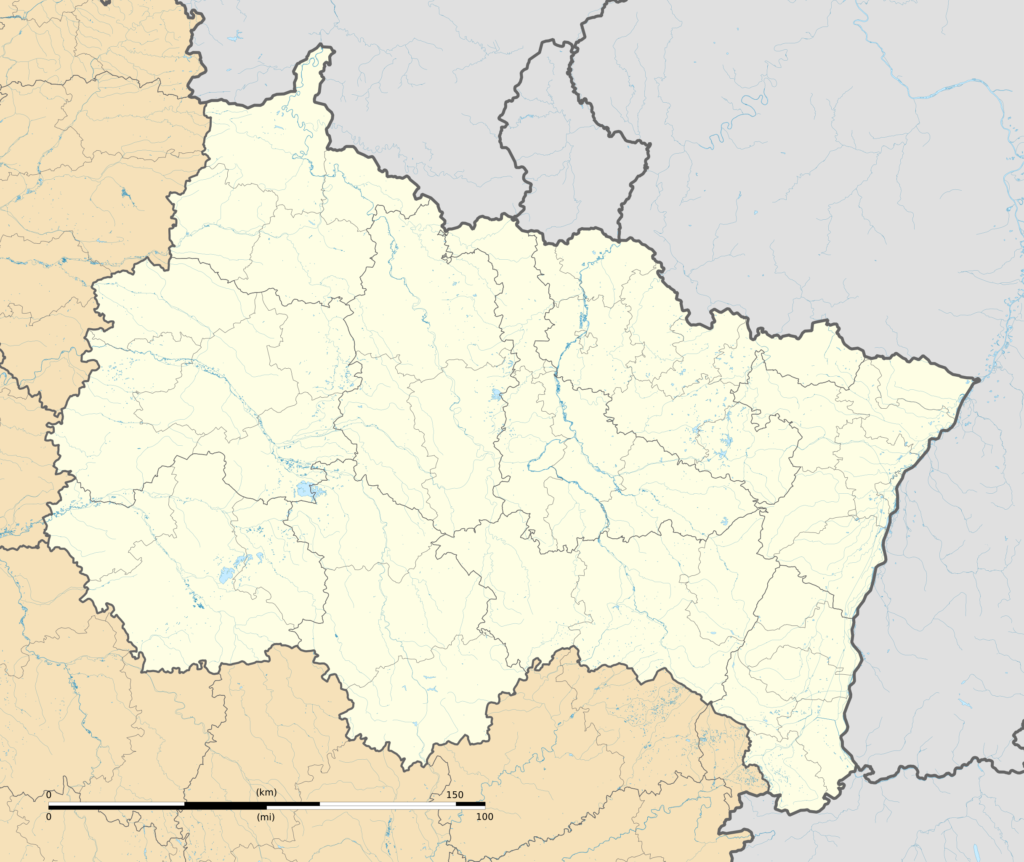 Carte muette des départements et arrondissements du Grand Est.