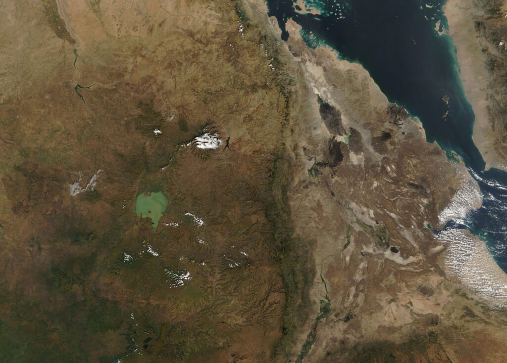 Image satellite d'une partie de l'Afrique au sud-ouest de l'archipel des Dahlak