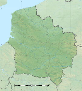 Carte physique vierge des Hauts-de-France.