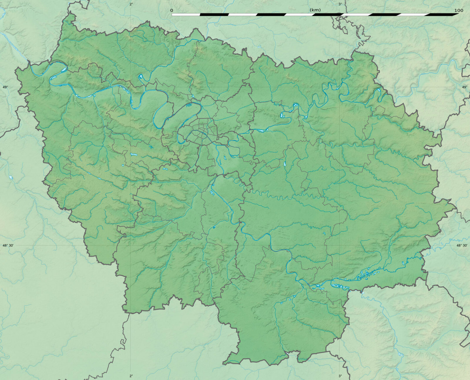 Carte vierge de l'Île-de-France