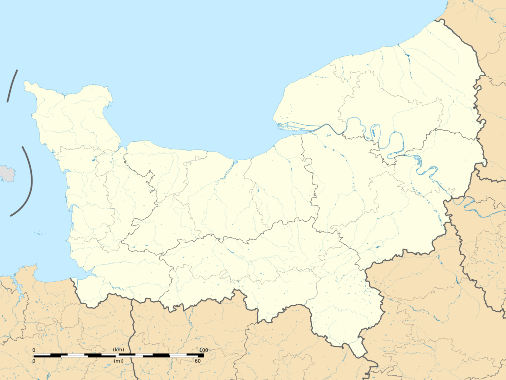 Carte muette des départements et arrondissements de Normandie.