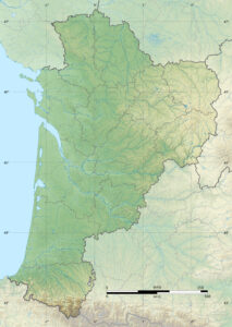 Carte physique vierge de Nouvelle-Aquitaine.