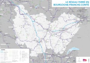 Carte du Réseau ferré en Bourgogne-Franche-Comté