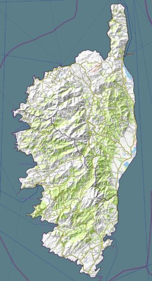 Carte physique de la Corse