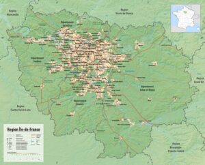 Carte topographique de l'Île-de-France.