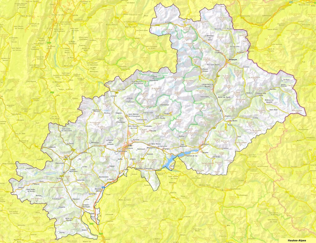 Carte des Hautes-Alpes.