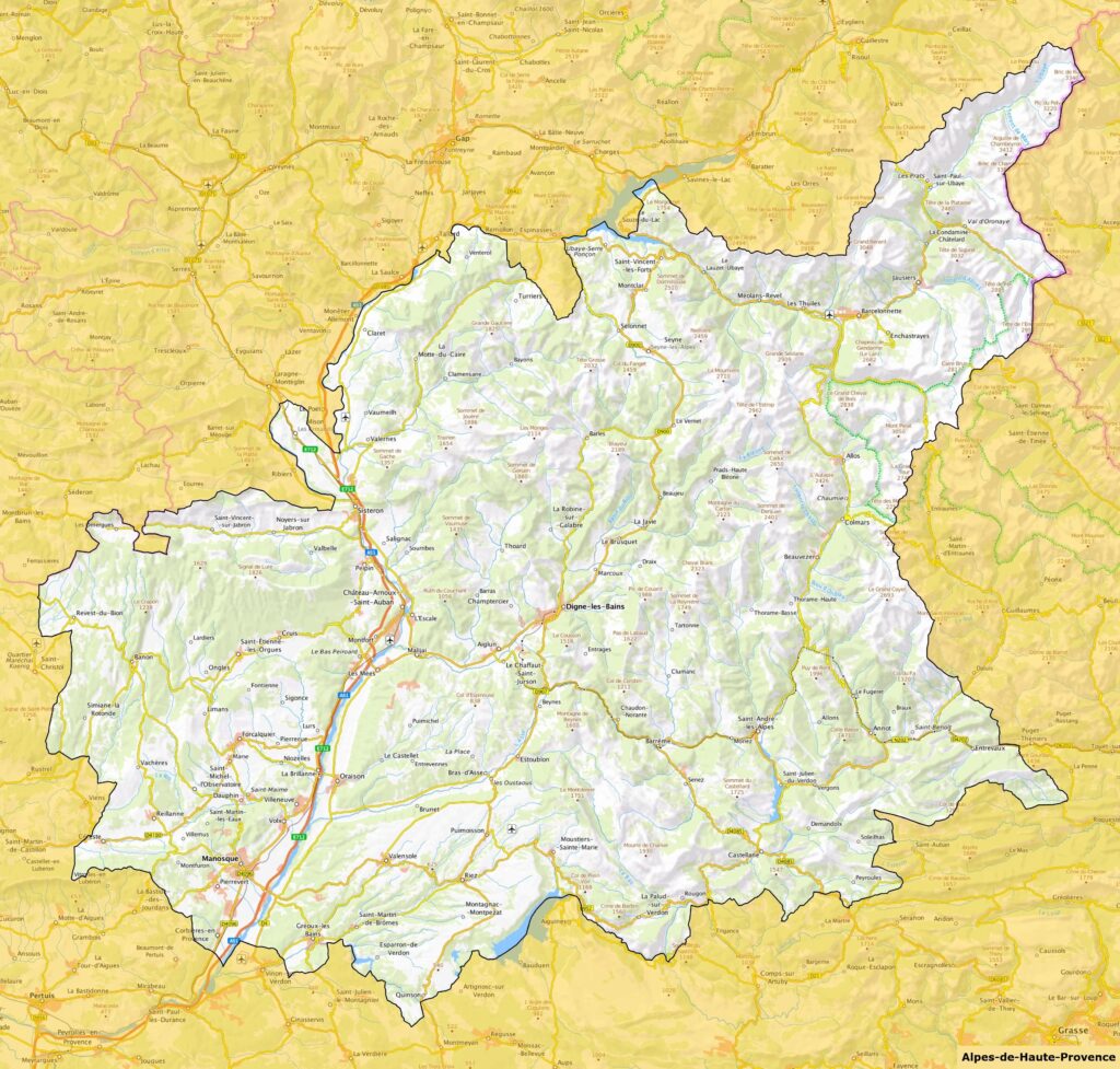 Carte des Alpes-de-Haute-Provence.