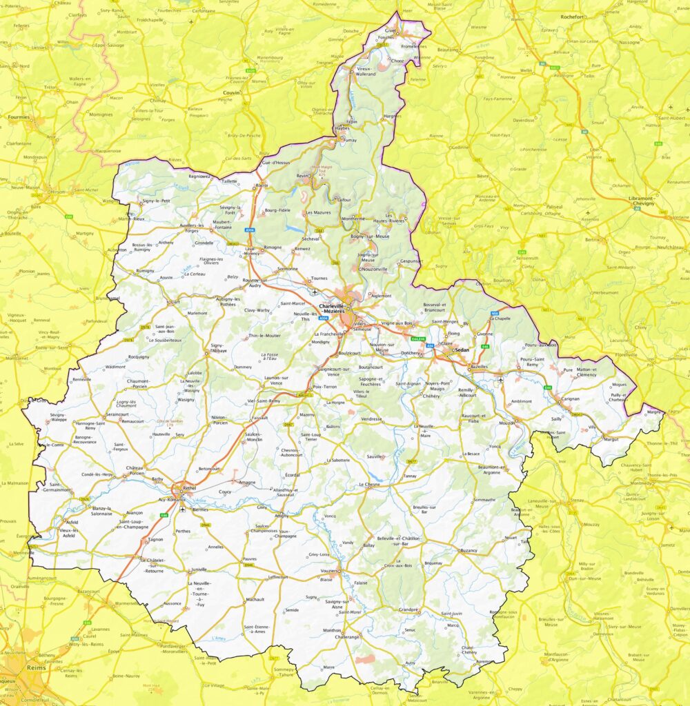 Carte des Ardennes.