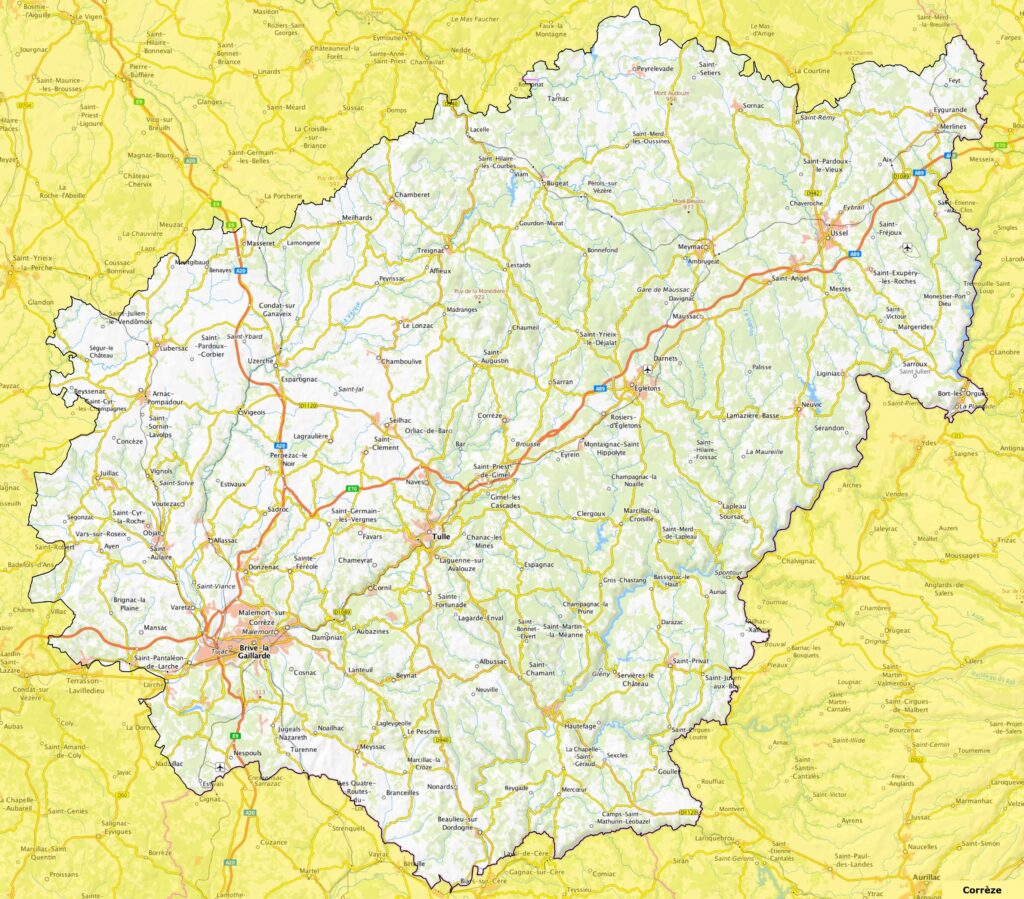 Carte de la Corrèze.