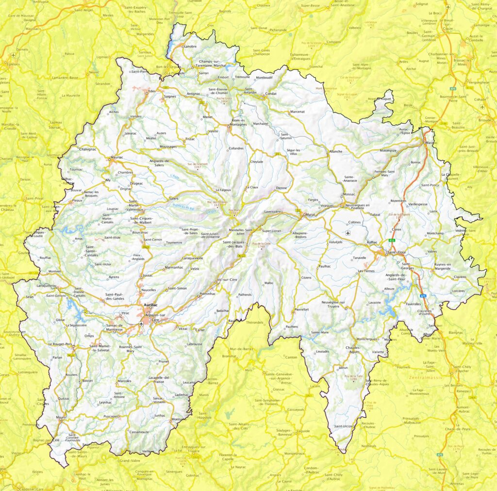 Carte du Cantal.