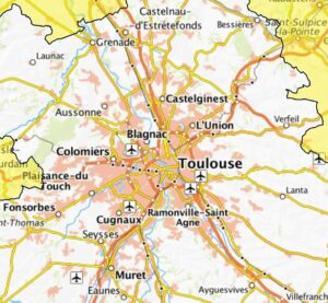 Carte des environs de Toulouse.