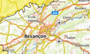 Carte des environs de Besançon.