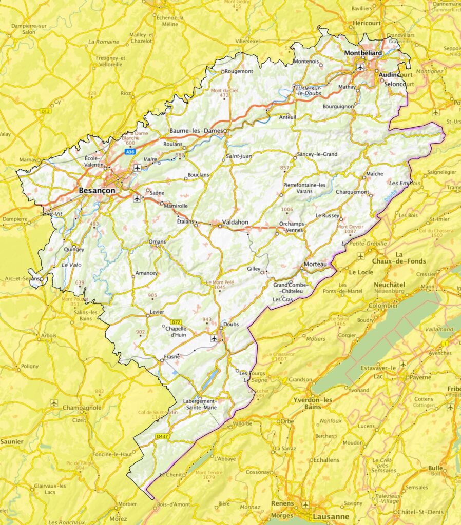 Carte du Doubs.