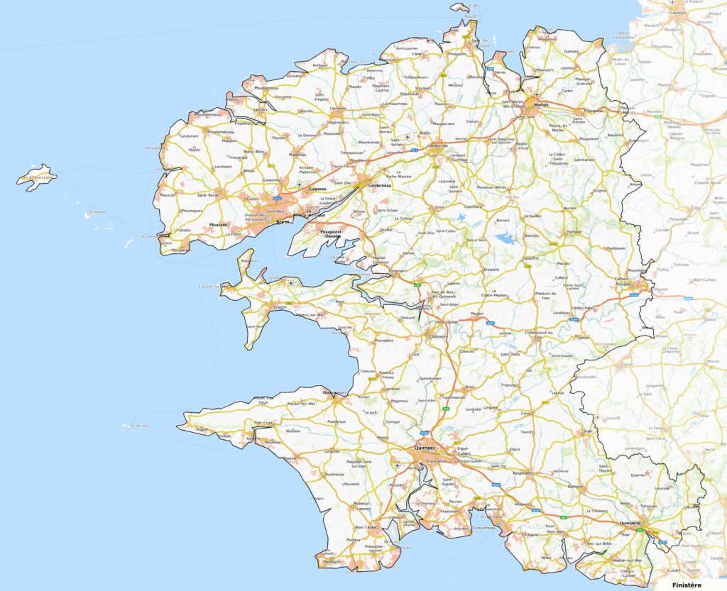 Carte du Finistère.