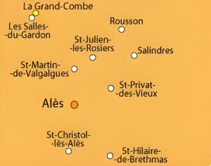 Carte des environs d'Alès.
