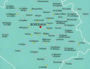 Carte des environs de Bordeaux.