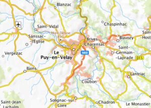 Carte des environs du Puy-en-Velay.