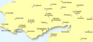 Carte des environs de Saint-Nazaire.