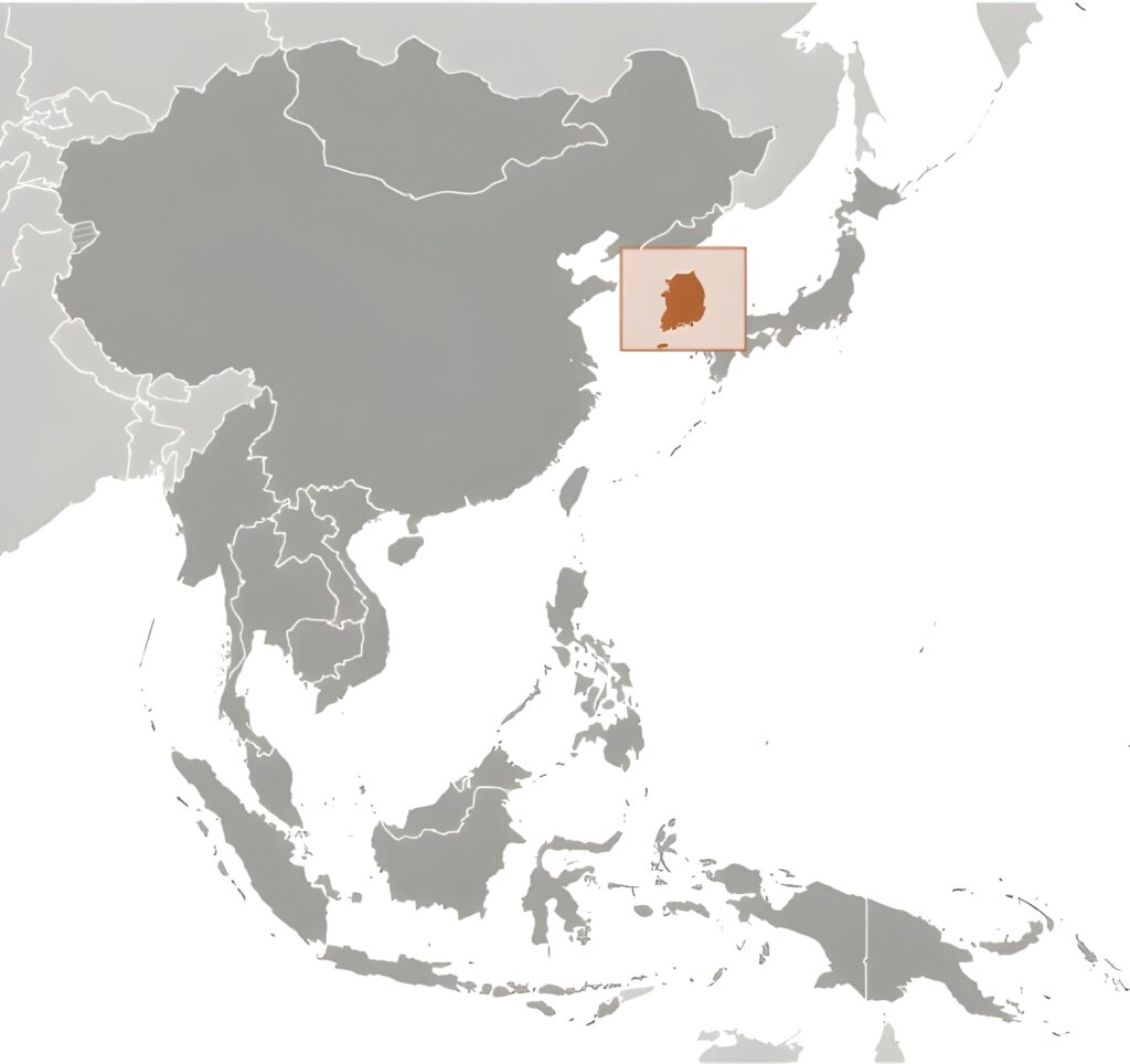 Carte de localisation de la Corée du Sud
