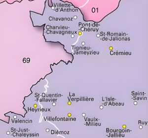 Carte des environs d'Isle-d'Abeau.
