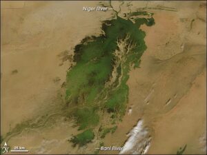 Image satellite du delta intérieur du fleuve Niger