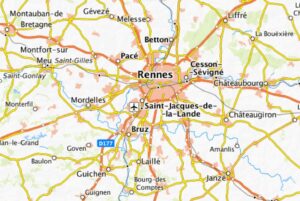 Carte des environs de Rennes.