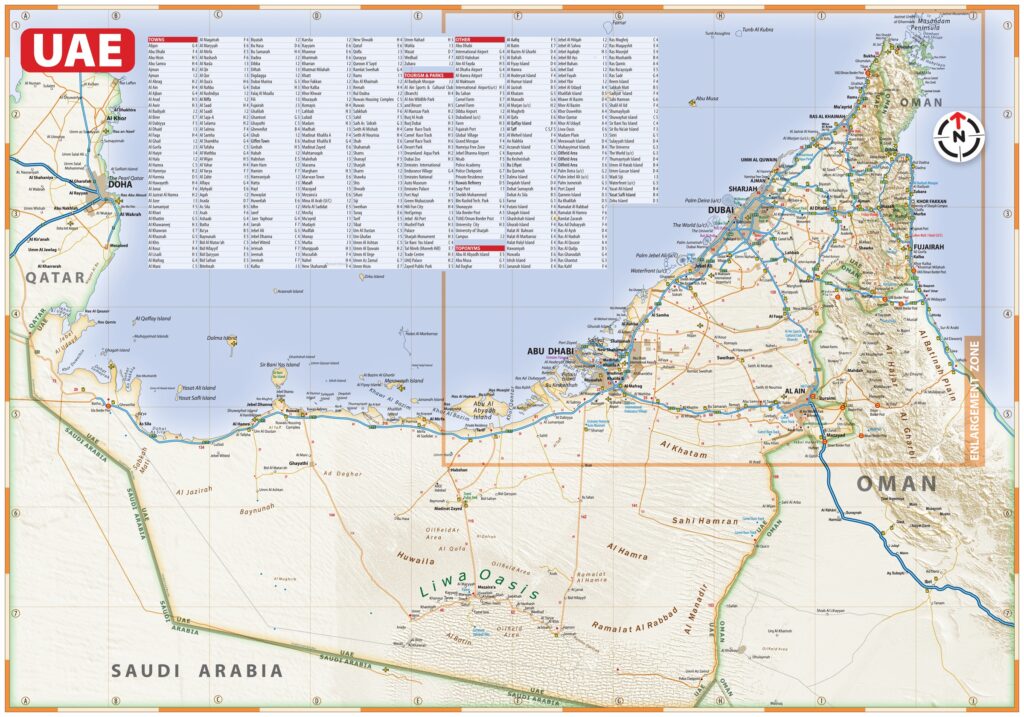 Carte des Émirats Arabes Unis.