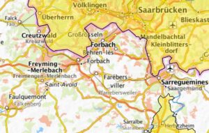 Carte des environs de Forbach.