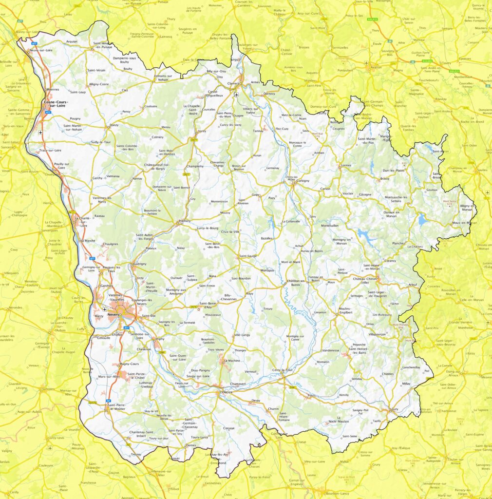 Carte de la Nièvre.