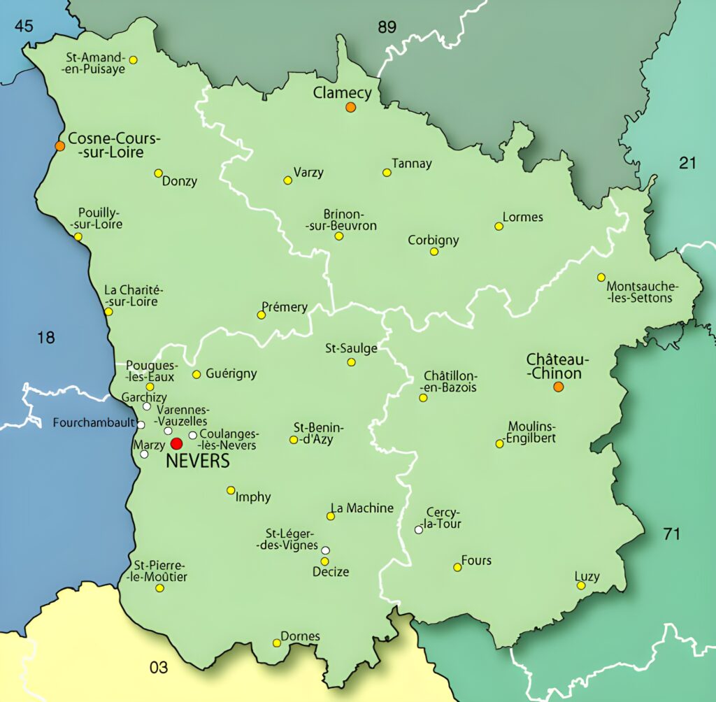 Carte de la Nièvre.