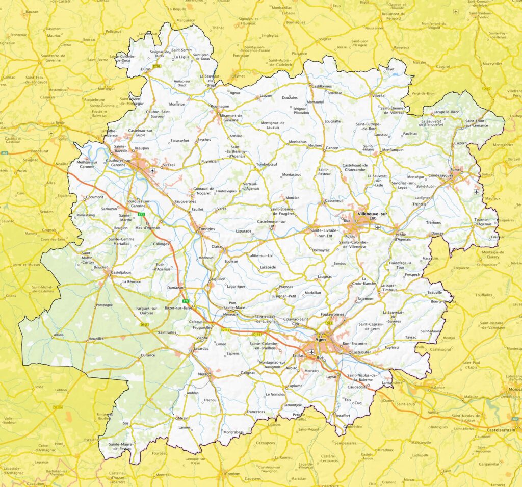 Carte de Lot-et-Garonne.