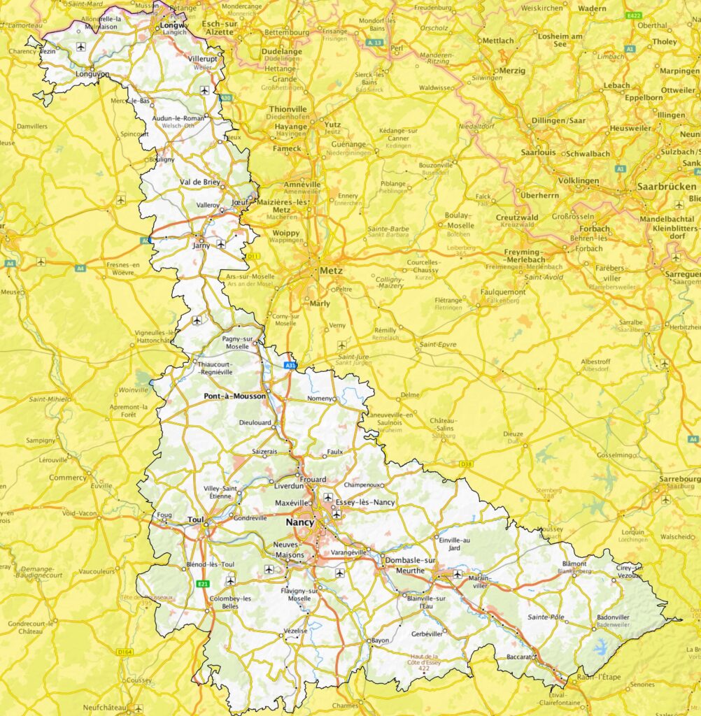 Carte de Meurthe-et-Moselle.