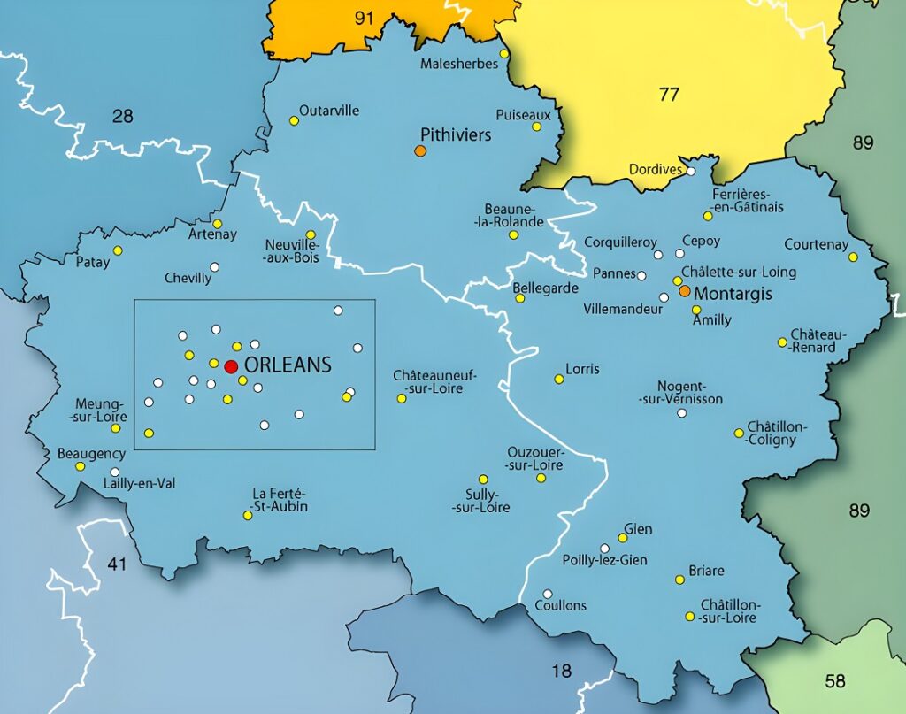 Carte du Loiret.