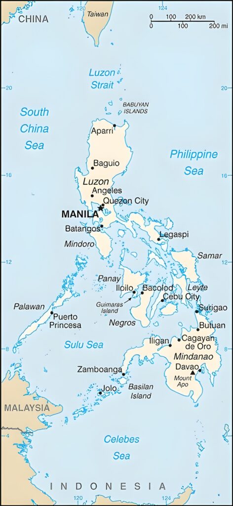 Carte des principales villes des Philippines