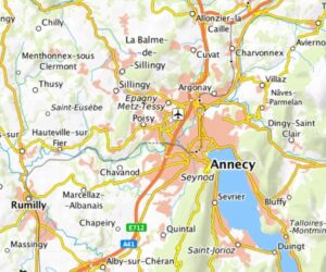 Carte des environs d'Annecy.